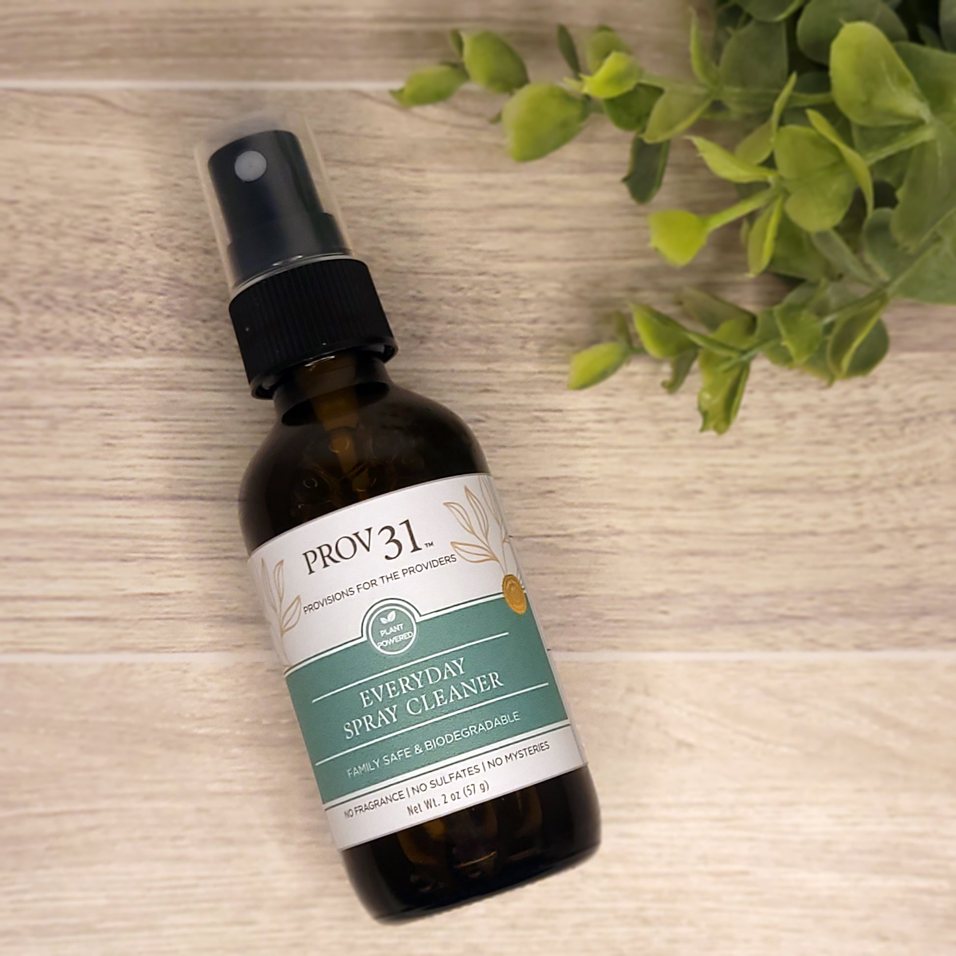 A mini sized bottle of PROV 31's natural everyday spray cleaner.